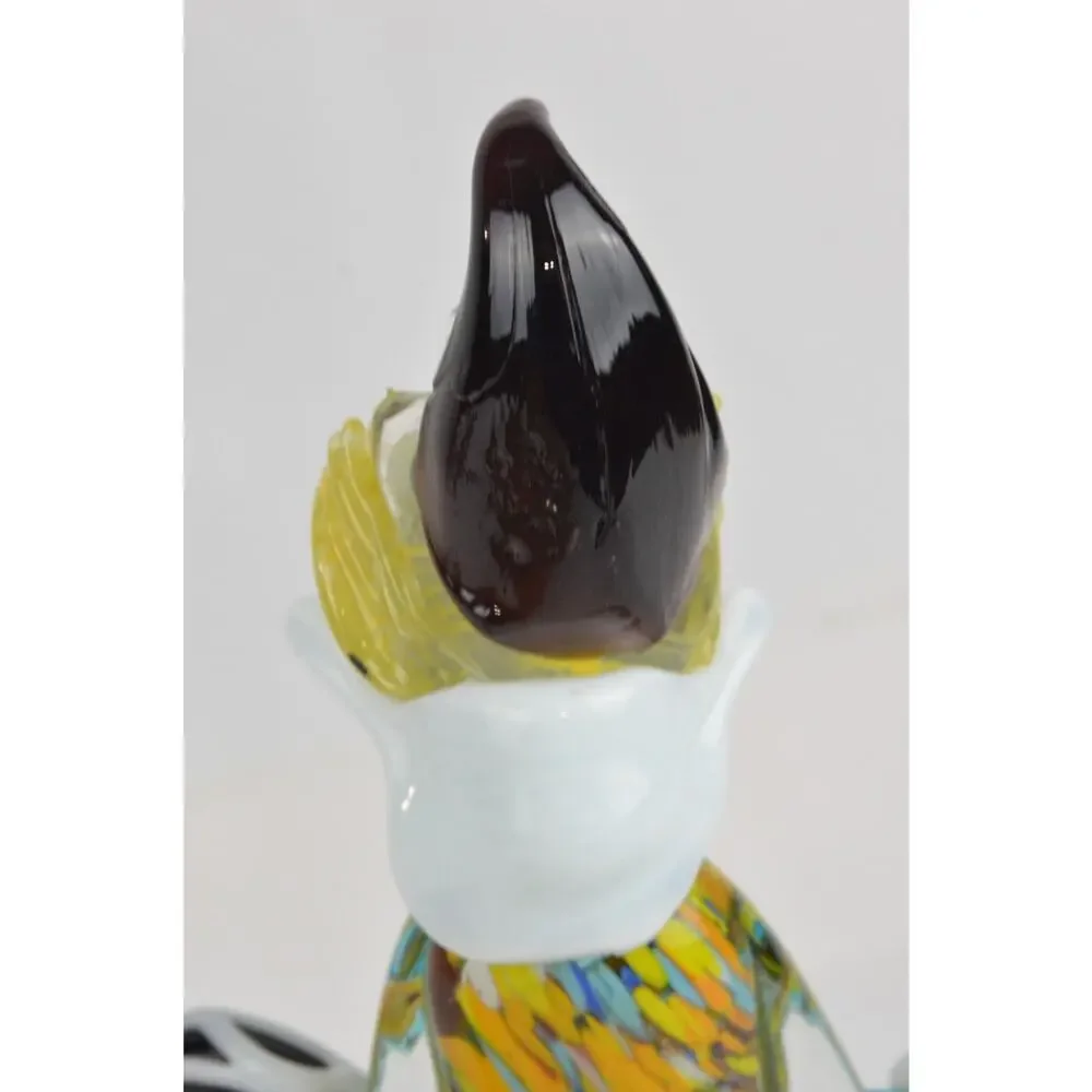 Vintage Murano Italian Hand Blown Art Glass Clown Figurine w/ Tambourine